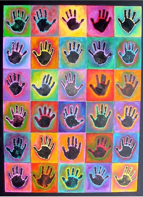 Kindergarten Warhol - created as a class project Group Art Projects, Class Art Projects, Kindergarten Art Lessons, Collaborative Art Projects, Kindergarten Art Projects, Auction Projects, Classroom Art Projects, Elementary Art Projects, Kindergarten Art