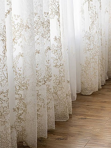 A Pair Elegant Lace Sheer Curtain Semi Sheer Window Curtain | Etsy Canada White Lace Curtains, Curtains Material, Romantic Curtains, Embroidered Curtains, Curtains White, Lace Curtain Panels, Kitchen Window Curtains, Cute Curtains, White Window