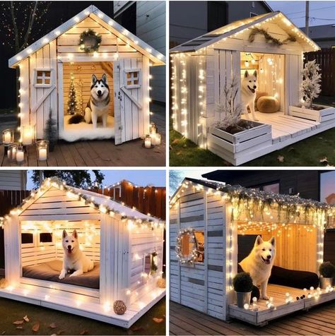 Dog House Interior Ideas, Cute Diy Dog House, Nice Dog Houses Outside, Pets House Ideas, Easy Diy Dog Kennel Outdoor, Big Dog House Outdoor Ideas, Dog And Cat House Combo Outdoor, Dog House Made Of Pallets, Indoor Dog House Diy Ideas