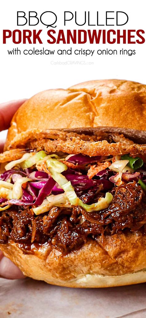 BBQ Pulled Pork Sandwiches - Carlsbad Cravings Essen, Pork Burgers Recipes, Dinner Light, Pork Sandwich Recipes, Bbq Pork Sandwiches, Bbq Pulled Pork Sandwiches, Summer Dinner Recipes, Pulled Pork Burger, Pork Wraps