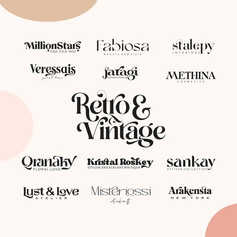 Logos, Retro Font Combinations, Fashion Fonts Logo, Fonts Groovy, Slogan Design Ideas, Vintage Branding Design, 80s Fonts, Boho Graphics, Esoteric Logo