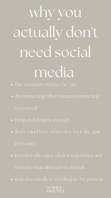 Social Media Detox Quotes, Intentional Living, Live For Yourself, Self Improvement, The Well, Mindfulness, Social Media, Media, Quotes