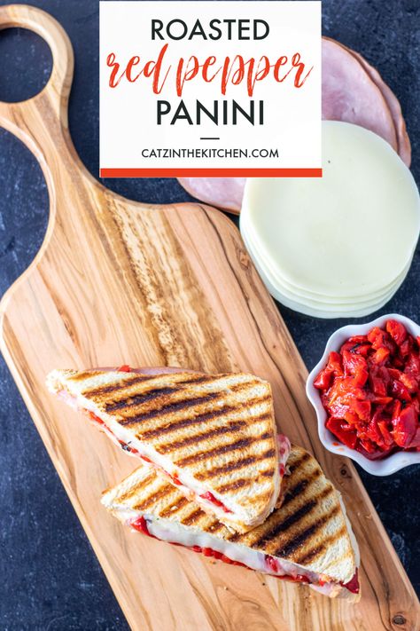 If you have a panini maker, great! But if not, that's okay for this Ham and Roasted Red Pepper Panini recipe, too! Roasted Red Pepper Panini, Grilled Cheese Panini, Sandwiches Lunch, Easy Sandwiches, Panini Recipe, Creative Sandwich, Panini Maker, Panini Recipes, Panini Sandwiches