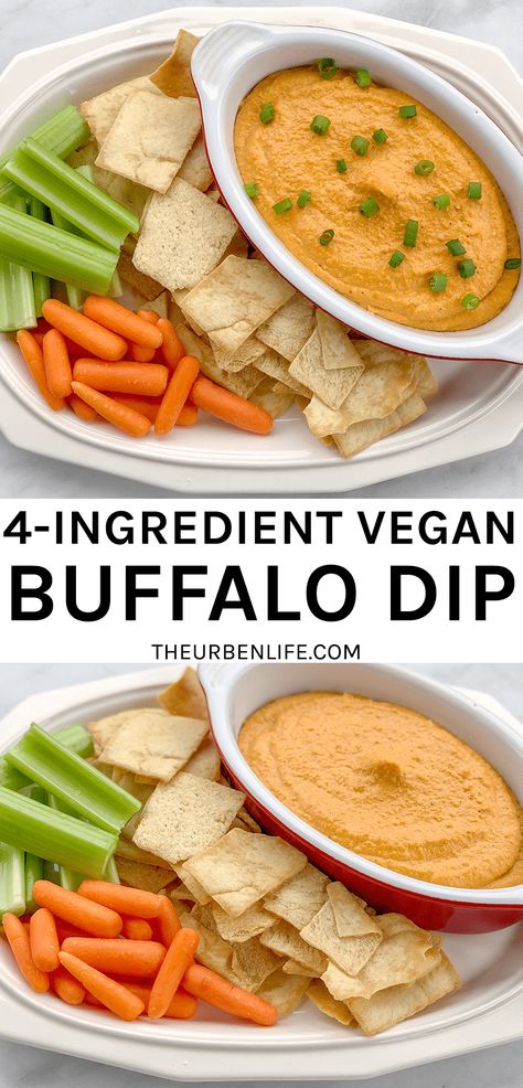 4-Ingredient Vegan Buffalo Dip Vegan Buffalo Dip, Buffalo Dip Recipe, Cashew Dip, Dairy Free Dips, Dairy Free Appetizers, Dip Vegan, Buffalo Dip, Vegan Dip, Vegan Mayonnaise