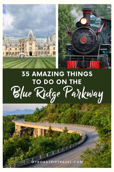 Here is a list of fun things to do on the Blue Ridge Parkway that you have to add to your road trip itinerary! Blue Ridge Parkway Road Trip Map, Blue Ridge Parkway Road Trip, Blue Ridge Parkway Virginia, Blue Ridge Mountains North Carolina, Sevierville Tennessee, North Carolina Vacations, Georgia Vacation, Road Trip Places, North Carolina Travel