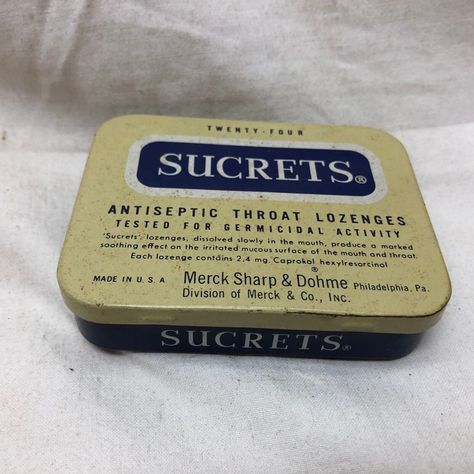 Sucrets Tin Crafts, Sucrets Tin, Antique Dishes Collectible, Odessa Texas, Antique Tin Toys, Antique Wooden Boxes, Vintage Candy Tins, Vintage Glassware Antiques, Nostalgic Aesthetic