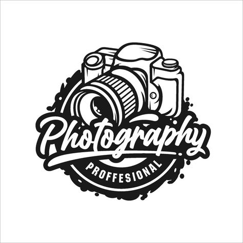 Photography professional design logo | Premium Vector #Freepik #vector #vintage #camera #retro #digital Best Photography Logos Graphic Design, Photography Shirts Design, Wedding Photography Logo Design, Creative Photography Logo, Hippie Drawing, Best Photography Logo, Wedding Photography Logo, Logo Nature, Photography Shirts