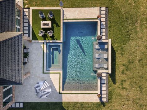 Custom Luxury Pools and Spas Portfolio - Sunset Pools Inc. | Katy, TX & Greater Houston Symmetrical Pool Design, Swimming Pools Kendrick Lamar, Kendrick Lamar Swimming Pools, Square Pool, Geometric Pool, Pool Life, Dream Yard, Pool Installation, Luxury Pools