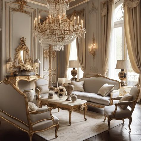 Luxurious House Interior, Manor Interior, French Living Room Design, Rococo Interior, Salas Living Room, Living Room Wall Designs, French Interior Design, House Redesign, Vintage Elements