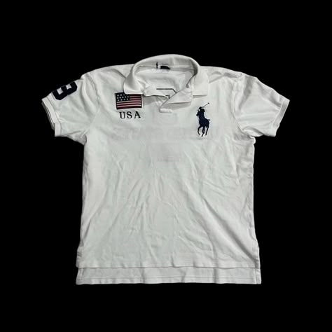 Ralph Lauren USA Big Pony Polo Shirt Custom Fit Size... - Depop Polo Clothes For Men, Polo Shirt Outfits, Vintage Polo Shirt, Streetwear Inspo, Chief Keef, Ralph Lauren Polo Shirt, Fits Clothes, Y2k Clothes, Ralph Lauren Polo Shirts