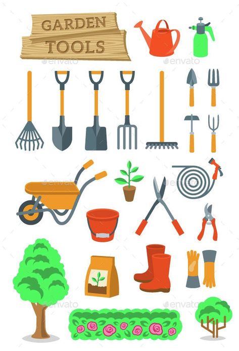 Farm Tools Drawing, Gardening Tools Illustration, Game Controller Art, Agriculture Tools, Tools Illustration, Tools For Gardening, Garden Tools Design, Garden Objects, Farming Tools