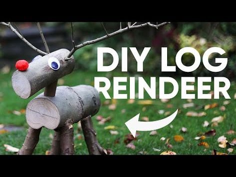 Log Raindeer, Diy Wood Reindeer, Reindeer Logs, Log Reindeer, Outdoor Reindeer, Diy Christmas Reindeer, Reindeer Diy, Wood Reindeer, Christmas Log