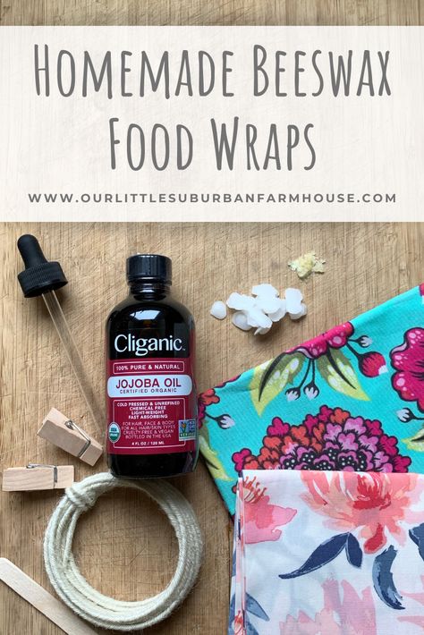 Buying reusable besewax food wraps can start to get expensive. Luckily they are a pretty easy DIY that you can do at home in an afternoon. All you need is some awesome cotton fabric, beeswax, pine resin and jojoba oil. #beeswaxfoodwraps #reusablefoodwraps #beeswaxwraps #foodwraps Diy Bees Wax Bread Bags, Beeswax Wraps Diy, Micro Homesteading, Home Made Wax, Suburban Farmhouse, Beeswax Bag, Diy Beeswax Wrap, Beeswax Food Wraps, Bees Wax Wraps