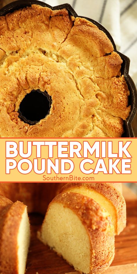 Pound Cake Birthday Cake Ideas, Easy Pound Cake Recipes Simple, Pound Cake Recipes Moist, Homemade Pound Cake Recipe, Recipe For Buttermilk, Dense Cake, Pound Cake Recipes Easy, Buttermilk Pound Cake, Buttermilk Recipes