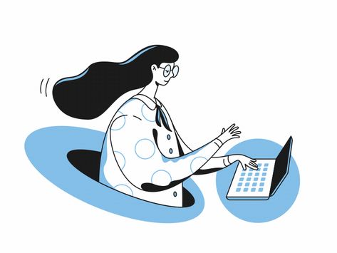 Illustration For Website, Laptop Gif, Woman With Laptop, Advertising Campaign Design, Laptop Icon, Motion Illustration, Computer Illustration, 2d Character Animation, Free! Gif