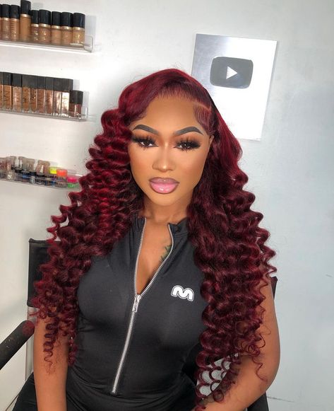 pretty & unique buss down wig. follow for more content. All Pink Hair, Short Haircut Tutorial, Frontal Wig Hairstyles, Haircut Tutorial, Hair Diy, Short Haircuts For Women, All Pink, Burgundy Hair, Queen Hair