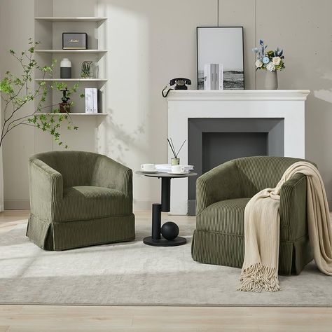 Amazon.com: Locus Bono Swivel Accent Chair Set of 2, Upholstered Swivel Chairs for Living Room, Bedroom, Lounge, Fabric Swivel Barrel Chair for Small Space (Brown/Camel) : Home & Kitchen Green Swivel Chair Living Room, Barrel Chairs Living Room Ideas, Green Chair Living Room, Chair For Small Space, Chairs For Living Room, Swivel Club Chairs, Upholstered Bedroom, Upholstered Swivel Chairs, Bedroom Lounge