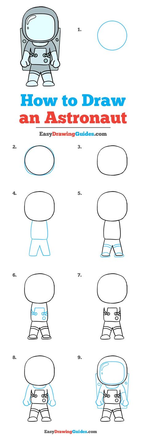 How to Draw an Astronaut - Really Easy Drawing Tutorial How To Draw Astronaut, Draw Astronaut, Astronaut Drawing, Easy Drawing Guides, Drawing Instructions, Space Drawings, Drawing Tutorials For Beginners, Drawing Guides, Draw Easy