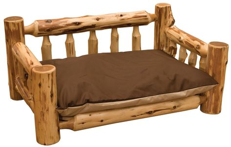 Rustic Bedroom Decorations, Four Poster Canopy Bed, Log Bed Frame, Lodge Lighting, Northern White Cedar, Cedar Furniture, Rustic Log Furniture, Spoiled Pets, Log Bed