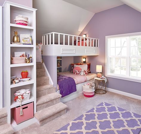 Attic To Bedroom Conversion, Storage Nursery Ideas, Playroom Decoration Ideas, Black Luxury Bedroom, Purple Kids Room, Playroom Decorating Ideas, Playroom Decor Ideas, Purple Girls Bedroom, Purple Girls Room