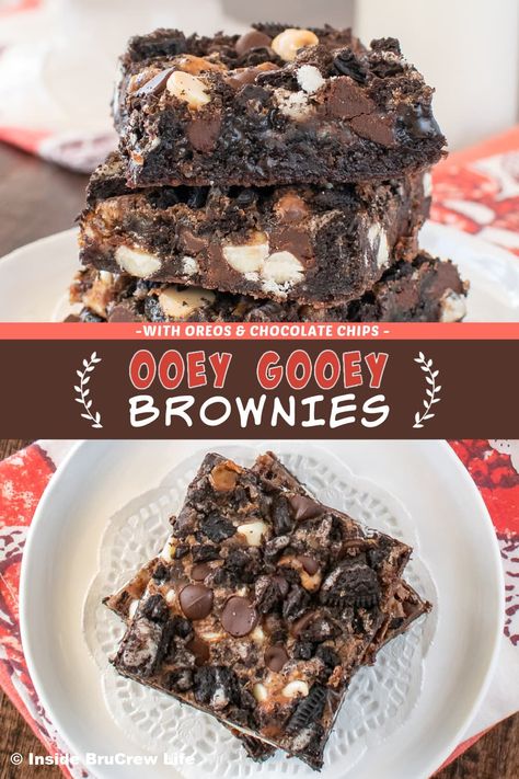 Gooey Brownies Recipe, Heavenly Dessert Recipe, Ooey Gooey Cake, Gooey Cake, Gooey Brownies, Oreo Brownies, Delicious Brownies, Christmas Candy Recipes, Brownies Recipe