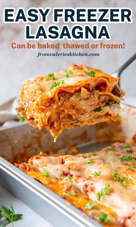 Freezer Lasagna Make Ahead, Frozen Lasagna Recipe, Freezer Lasagna Recipe, Make Ahead Lasagna Recipe, Lasagna For Freezing, Easy Freezer Lasagna, Freezer Friendly Lasagna, Freezer Meal Lasagna, Lasagna Freezer Meal