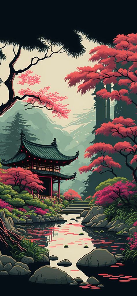 Japanese Garden Art Wallpapers - Japanese Aesthetic Wallpapers Image Zen, Japanese Background, Japanese Wallpaper Iphone, Japanese Wallpaper, Japanese Pop Art, Wallpaper Estetika, Japanese Art Prints, Wallpaper Homescreen, Japanese Pop