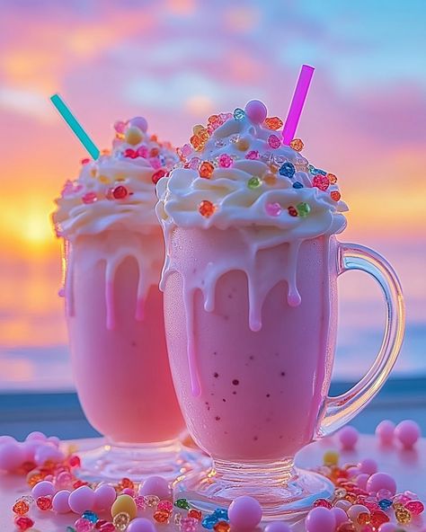 Bubblegum Pop Rocks Milkshake Rainbow Milkshake, Pastel Milkshake, Pop Rocks Candy, Bubblegum Pop, Flavored Syrup, Rainbow Sprinkles, Milkshakes, Young At Heart, Vanilla Ice