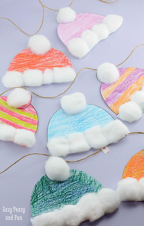 Winter Hats Craft for Kids - Perfect Classroom Winter Craft With Free Printable Winter Hat Craft, Easy Winter Crafts, January Crafts, December Crafts, Winter Preschool, Winter Crafts For Kids, Daycare Crafts, Icarly, Classroom Crafts