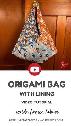 Origami Tote Bag, Hobo Bag Patterns, Origami Bag, Fabric Origami, Japanese Bag, Sew Ins, Tote Bags Sewing, Sewing Purses, Bag Tutorial