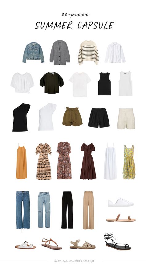 30 Piece Summer Capsule – Natalie Borton Blog Summer Outfit Australia, Summer Casual Outfits For Women Over 30, Capsule Dresses, Minimalist Summer Wardrobe, Natalie Borton, Off White Tees, Classic Outfits For Women, Red Floral Maxi Dress, Ulla Johnson Dress