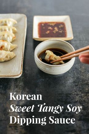 Korean Sweet Tangy Soy Dipping Sauce Recipe - Pair it with your next Korean pancakes or Korean dumplings | MyKoreanKitchen.com Thai Mat, Koreansk Mad, Soy Dipping Sauce, Korean Dumplings, Korean Kitchen, Dipping Sauces Recipes, Asian Sauce, Korean Cooking, Korean Dishes