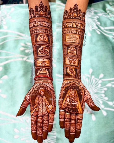 Latest mehndi design for all brides of 2023❤ Tag a bride-to-be who is looking for such bridal mehndi design full of wedding elements. Henna Artist: @tejal_henna_art #mehendi #bride #weddingphotography #bridal #weddings #bridetobe #bridalmakeup #indianwedding #henna #indianbride #mehndi #hennaart #hennadesign #hennatattoo #wishnwed #hennaartist #mehendi #shaadi #hennawedding #hennadesigns #hennalove #bridalmehndi #trending #viral #explore Mehndi Art Designs For Bride, Trending Bridal Mehandi Designs, Mehndi Design For Marriage, Mendi Design Bridal Full Hand, Bridal Mehndi Designs Elements, Bridal Mehndi 2023, Latest Bridal Mehendi Designs 2023, Dulhan Mehndi Designs Latest, Mehndi Designs For Wedding Bridal Henna