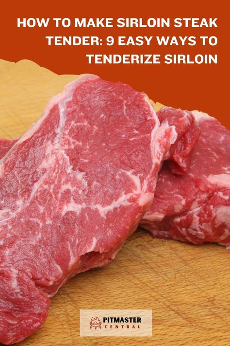 Unsure how to tenderize a tough sirloin steak? Look no further! This post breaks down 9 simple methods to make your sirloin steak deliciously tender every time. From marinating to using a meat mallet, learn how to transform your steak into a melt-in-your-mouth masterpiece. Perfect for meat lovers and home chefs alike, these tips will have you cooking up perfectly tender sirloin steaks in no time. Say goodbye to chewy steaks and hello to the juicy, flavorful sirloin of your dreams! Cooking Sirloin Steak On The Stove, How To Tenderize Tough Steak, Easy Top Sirloin Steak Recipes, Marinated Sirloin Steak, Ways To Cook Sirloin Steak, Sirloin Tip Steak Marinade, Recipes Using Sirloin Steak Meat, How To Prepare Sirloin Steak, Beef Loin Top Sirloin Steak Recipes Oven