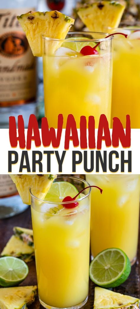 Hawaiian Vodka Party Punch is the perfect party punch cocktail recipe for any summer BBQ! With vodka, rum and pineapple this cocktail recipe is the perfect punch! Hawaiian Party Punch, Vodka Party Punch, Pineapple Party Punch, Hawaiian Cocktails, Punch Cocktails, Party Punch Recipes, Pineapple Drinks, Hawaiian Punch, Punch Drinks