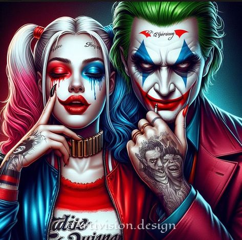 💥Harley & Joker Challenge💥 Nominated by @_._s_o_l_e_._ Thank you for inviting me @darkangel_dakness_93_luxury I tag my dear friends: @ki_gedankenkonfetti @magicw_rld @ala_aiart Harley Queen And Joker, Harlie Queen, Harley Quinn Kunst, Joker E Harley Quinn, Chucky And His Bride, Harley And Joker, Harley Quinn And The Joker, Joker Illustration, Zombie Pinup