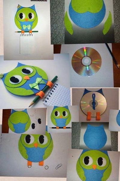 DIY CD owl | DIY CD owl . More #DIY projects: www.wonderfuld… | Flickr Cd Craft, Recycled Cds, Cd Diy, Cd Crafts, Montessori Ideas, Cd Art, Owl Crafts, Art N Craft, Punch Art