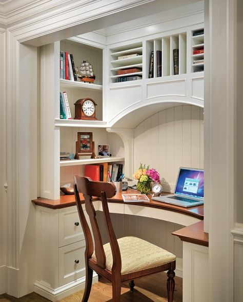 Kells Construction | Additions, Renovations, Remodels in Milton, MA | Boston Design Guide Desk Nook, Small Workspace, Office Nook, Workspace Design, Pool Design, Built In Desk, Home Office Space, A Desk, Style At Home