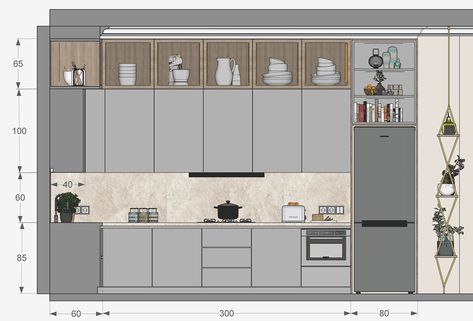 Kitchen Plan With Dimensions, Kitchen Interior Details, Modern Kitchen Plan, Sketchup Kitchen Design, Kitchen Island Detail Drawing, Modern Kitchen Drawing, Kitchen Design With Dimensions, Modern Kitchen Design Plan, Kitchen Design Plans Layout