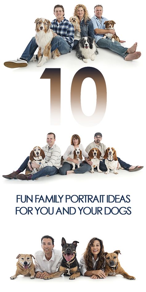 10 ideas and inspirations for family photos dog, family photos with dogs, dogs families in photo studio for family portraits, family portraits featuring dogs Family Photo With Dogs Ideas, Family Picture Poses With Dogs, Family Photo Shoot With Dog, Family Photo With Dog Ideas, Family And Dog Photoshoot, Family Portraits With Dogs, Family Christmas Pictures With Dog, Pictures With Dogs Ideas, Family Pictures With Dogs And Kids