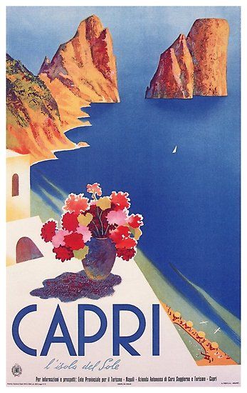 Posters Italy, Capri Island, Europa Park, Italian Posters, Italy Poster, Vintage Advertising Posters, Deco Poster, Italy Print, Retro Travel Poster