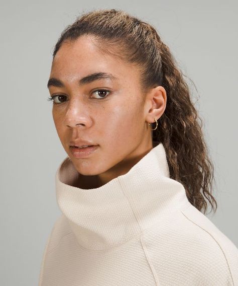 Textured Funnel-Neck Pullover | Lululemon UK Joe Wicks, Technical Clothing, Women's Hoodies, Ribbed Texture, Extra Room, Athletic Apparel, Women Hoodies Sweatshirts, Funnel Neck, Women Pullover