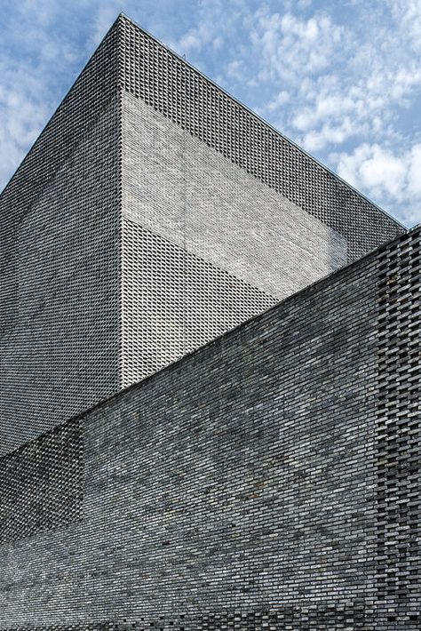 SCHINDLER Shanghai by Neri&Hu — Dirk Weiblen. Photography Reclaimed Brick Wall, Neri And Hu, Neri Hu, Concrete Architecture, Grey Brick, Office Tower, Landscape Elements, Brick Architecture, Traditional Building