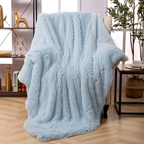 Light Blue Blanket, Summer Throw Blanket, Blue Throw Blanket, Fuzzy Blanket, Faux Fur Throw Blanket, Faux Fur Blanket, Fur Throw Blanket, Blanket For Couch, Blue Throws