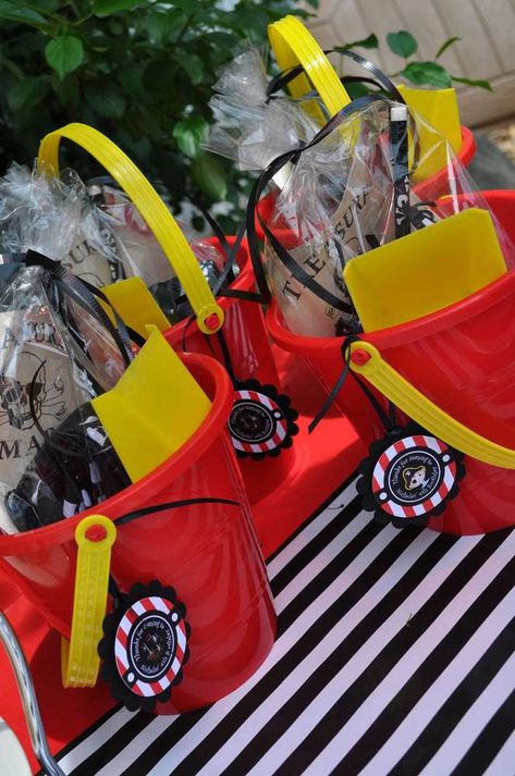 Pirate Birthday Party | CatchMyParty.com Pirate Birthday Party Ideas, Boy Birthday Party Ideas, Pirate Party Favors, Pirate Themed Birthday Party, Pirate Themed Birthday, Boy Birthday Decorations, Pirate Theme Party, Pirate Birthday Party, Pirate Birthday