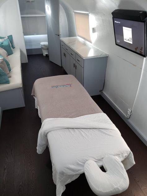 Mobile Facial Spa Truck, Mobile Spa Trailer, Mobile Massage Truck, Mobile Spa Ideas, Spa On Wheels, Mobile Esthetician Trailer, Mobile Massage Van, Mobile Esthetician Business, Mobile Spa Truck