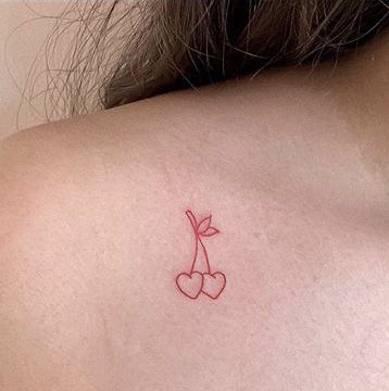 143 153 Tattoo, Tiny Tattoos Cherry, Mini Tattoos Red Ink, 3 Cherry Tattoo, Small Red Tattoo Aesthetic, Cherry Red Tattoo, Cherry Tattoos Small, Cherry Tattoo Aesthetic, Aesthetic Red Tattoo