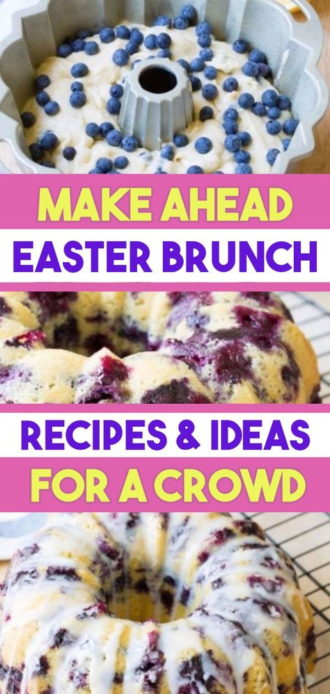 Easy Easter Breakfast, Easter Breakfast Recipes, Easter Brunch Recipes, Breakfast Bundt Cake, Brunch Punch, Brunch Casserole Recipes, Easter Sunday Brunch, Blueberry Bundt, Blueberry Bundt Cake