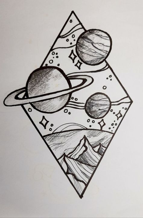 Space Designs To Draw, Simple Space Drawings Easy, Planet Drawing Art Universe, Planet Drawing Simple, Drawing Ideas Space, Geometric Sketch, Galaxy Drawing Easy, Space Sketches Simple, Planet Sketches Easy