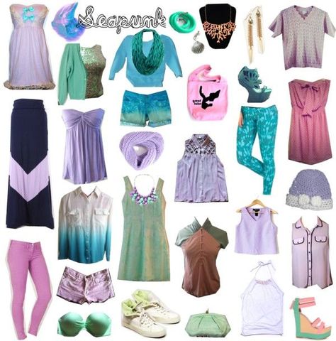 Sea Punk Fashion Sea Punk Fashion, Sea Punk Aesthetic, Seapunk Outfit, Seapunk Aesthetic, Water Ocean Aesthetic, Aesthetic Clothing Styles, Ocean Grunge, Sirena Von Boo, Vaporwave Tumblr